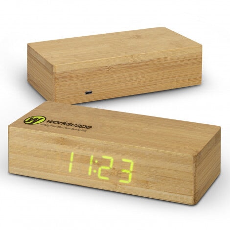 Bamboo Wireless Charging Clock promohub 